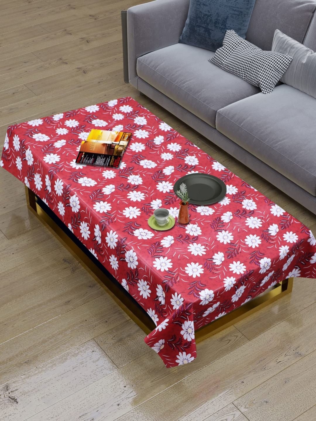 

Dakshya Industries Maroon & White Floral Printed Waterproof 4-Seater Table Cover