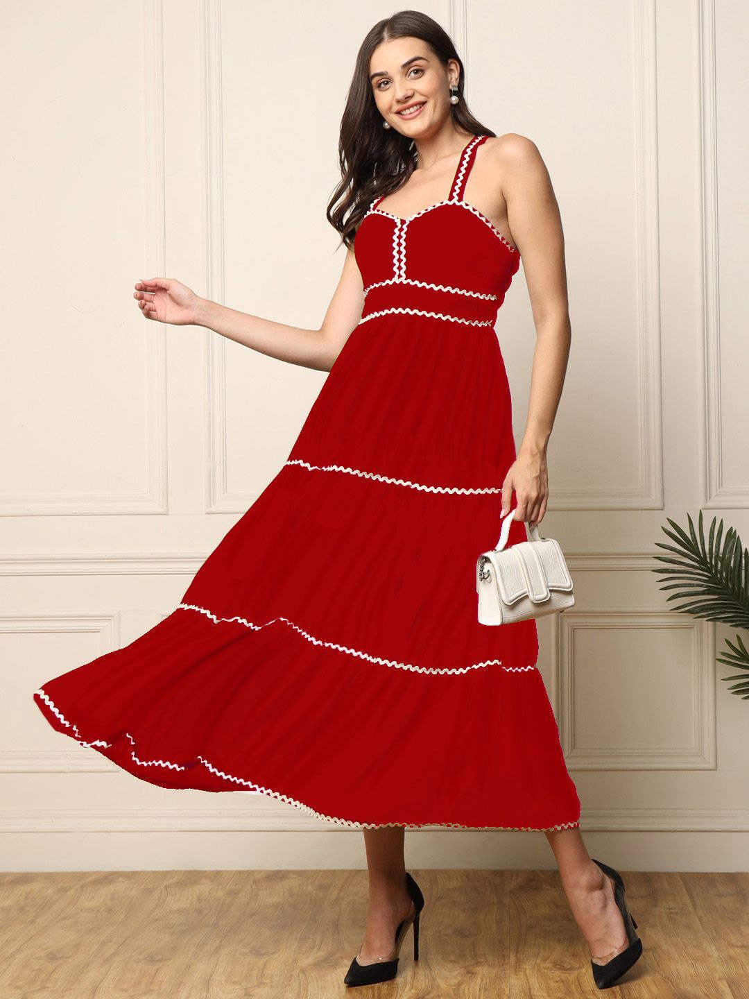 

DEEBACO A-Line Midi Dress, Maroon