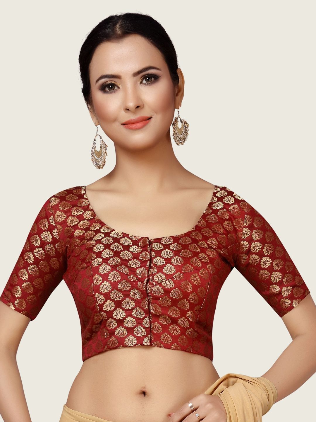 

Studio Shringaar Woven-Design Saree Blouse, Maroon