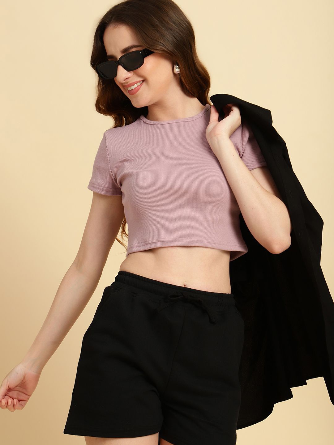 

UnaOne Cotton Crop Top, Purple
