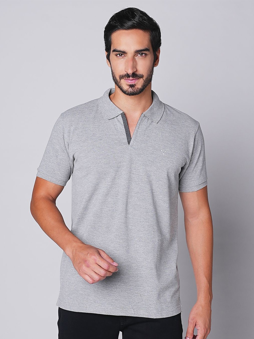 

TESSIO Men Solid Polo Collar T-shirt, Grey