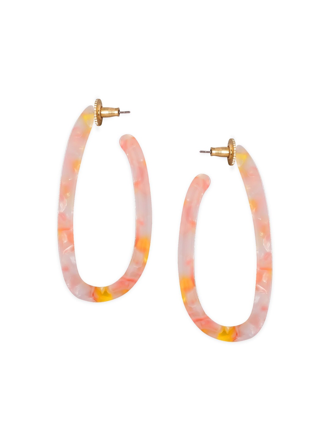 

Rubans Voguish Gold Plated Marbled Pastel Oval Hoop Earrings