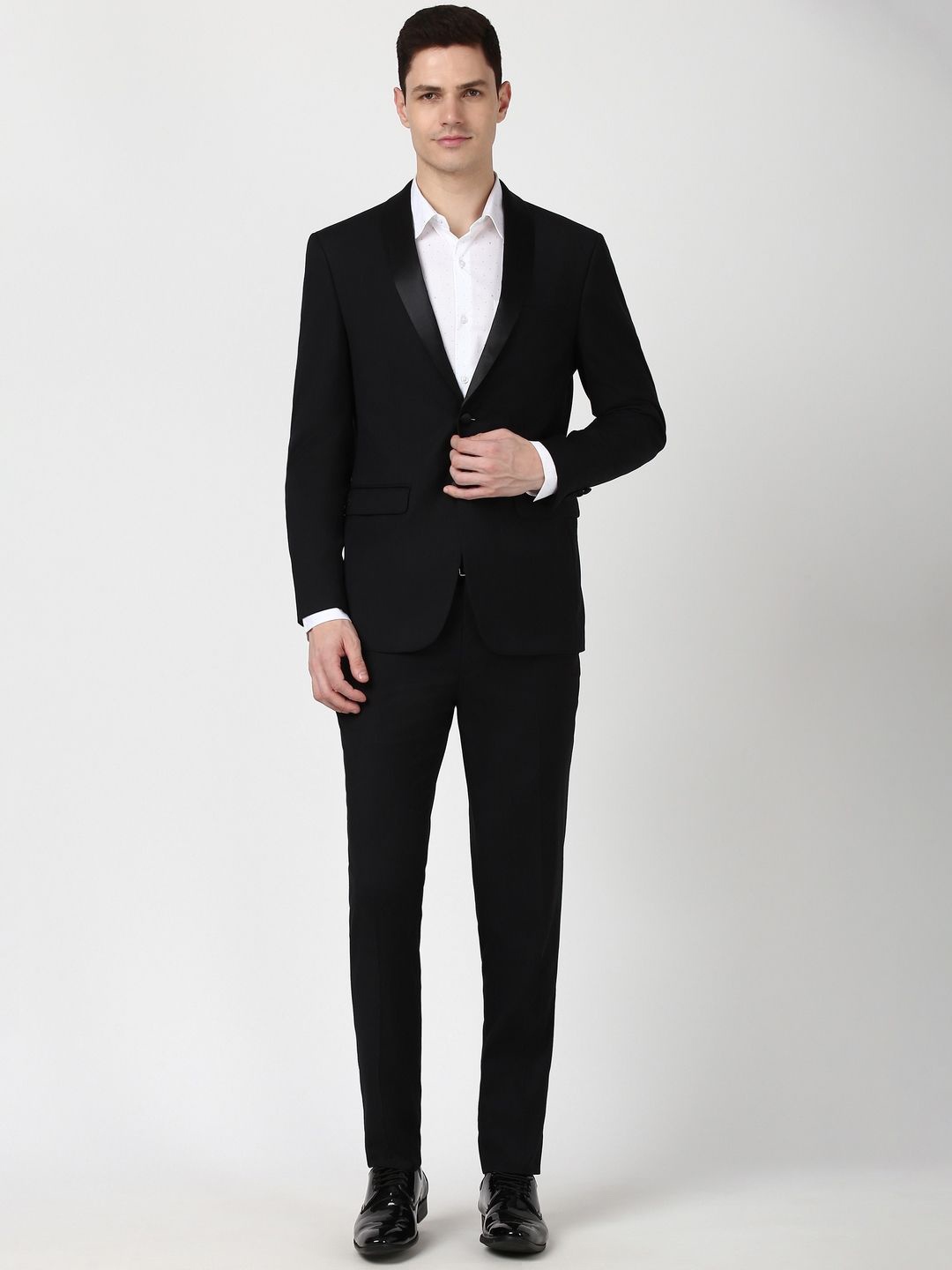 

Peter England Elite 2-Piece Slim-Fit Single-Breasted Suits Set, Black