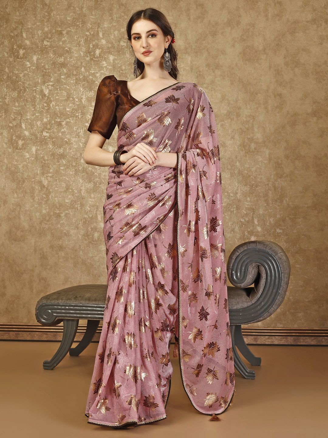 

HERE&NOW Ready to Wear Gotta Patti Embellished Saree, Purple