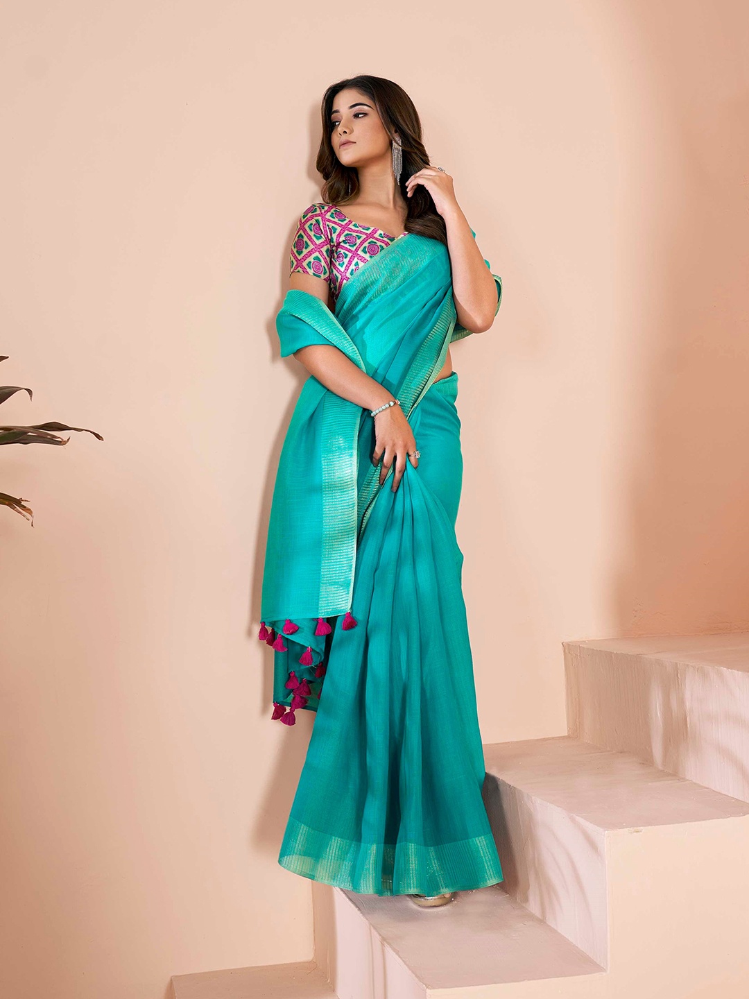 

Mitera Zari Saree, Blue