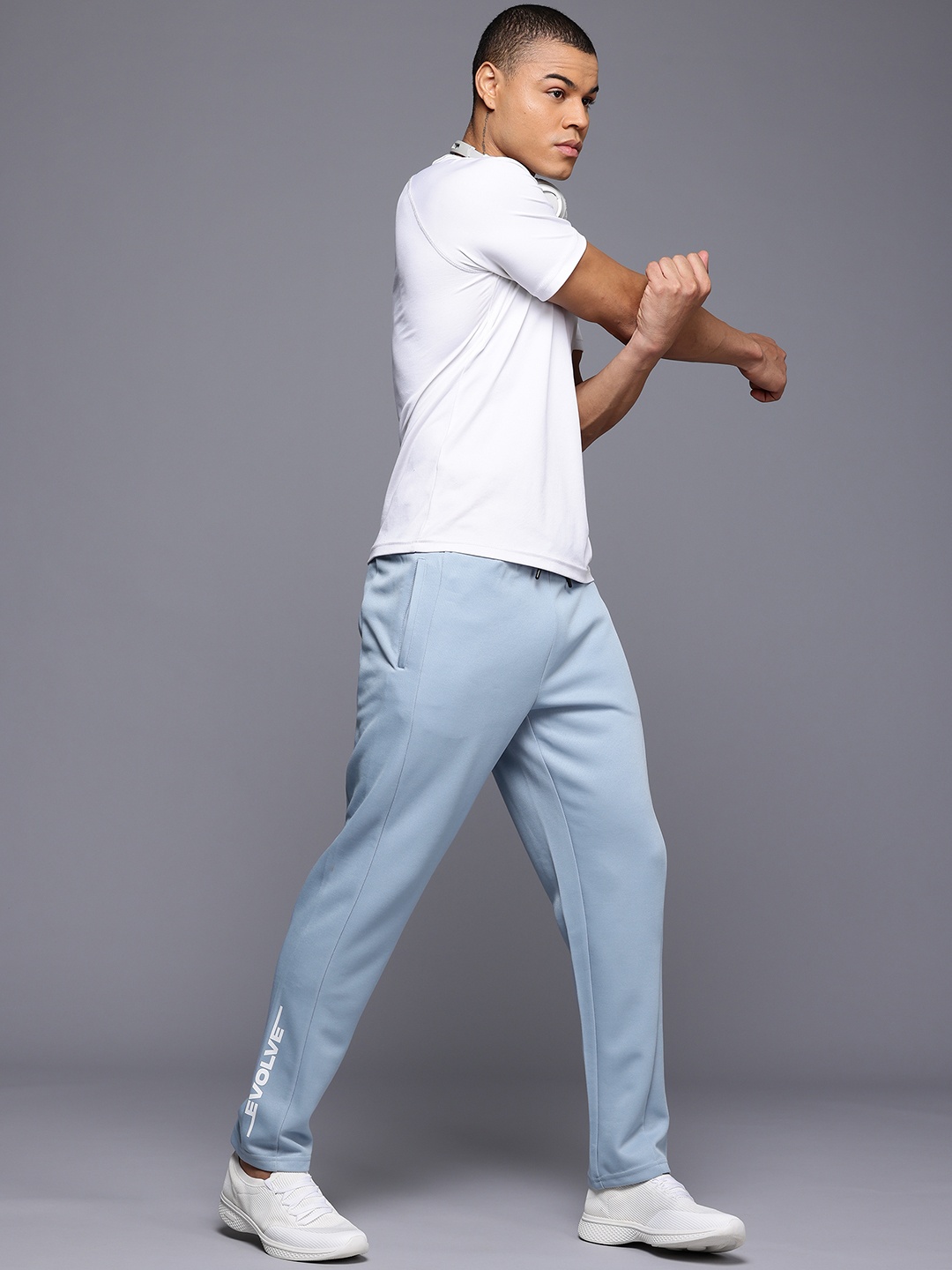 

HRX by Hrithik Roshan Men Typography Printed Running Track Pants, Grey