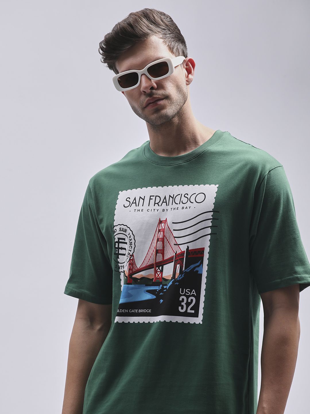 

DILLINGER Men Round Neck Graphic Printed T-shirt, Green