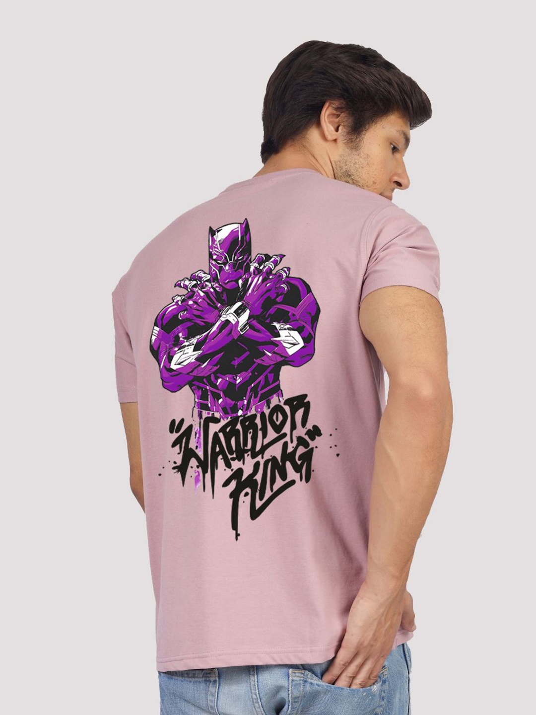 

Greylongg Men Round Neck Black Panther Printed T-shirt, Purple