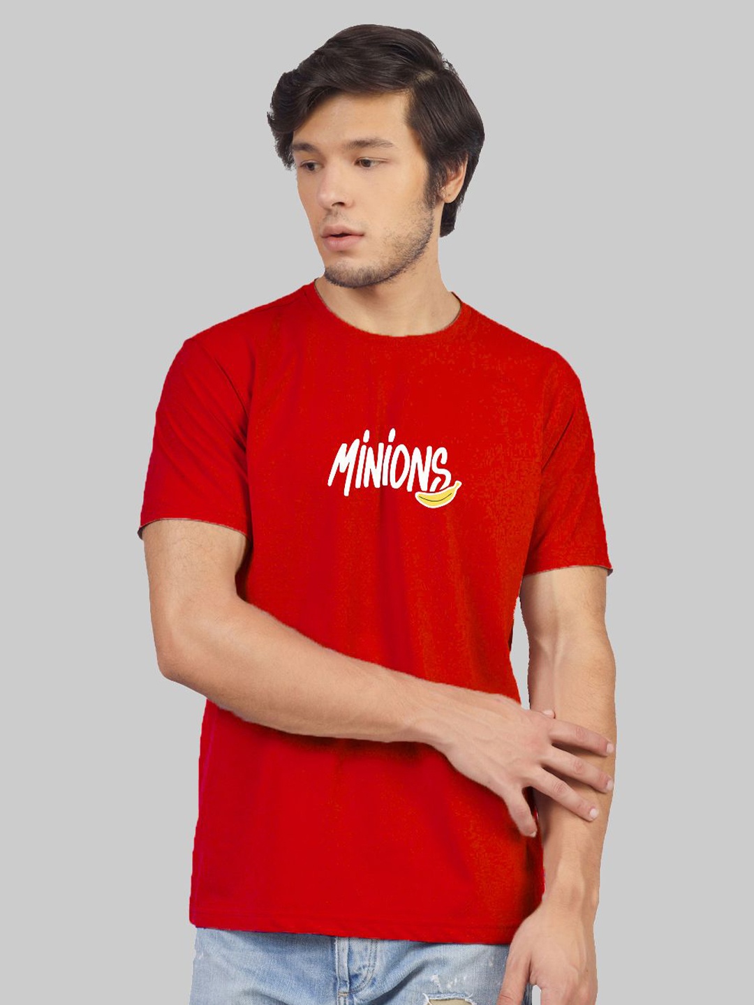 

Greylongg Men Printed Mandarin Collar T-shirt, Red