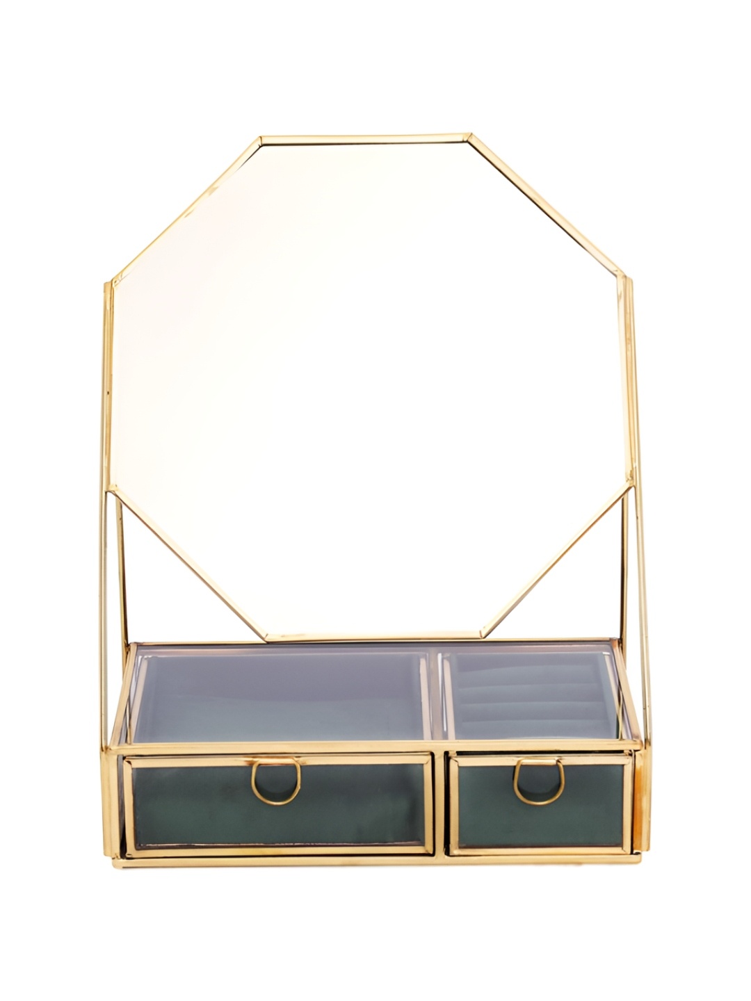 

THE HOME CO. Green & Gold Toned Textured Jewellery Organiser