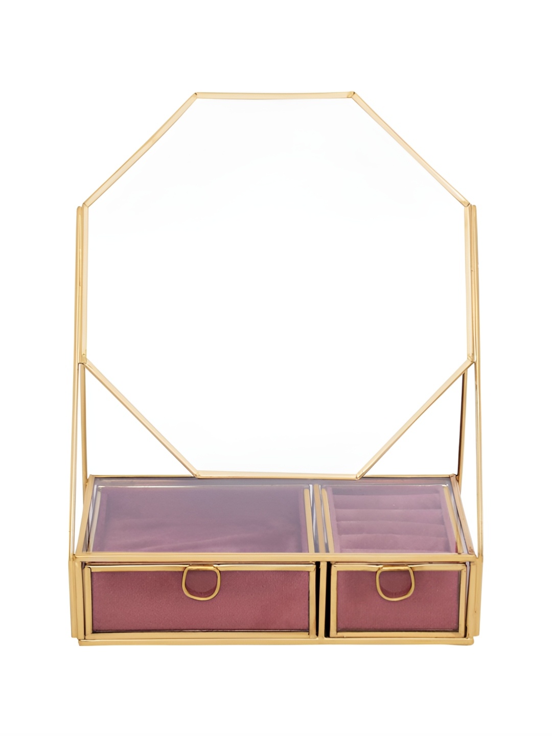 

THE HOME CO. Pink & Gold Toned Textured Glass Jewellery Organiser