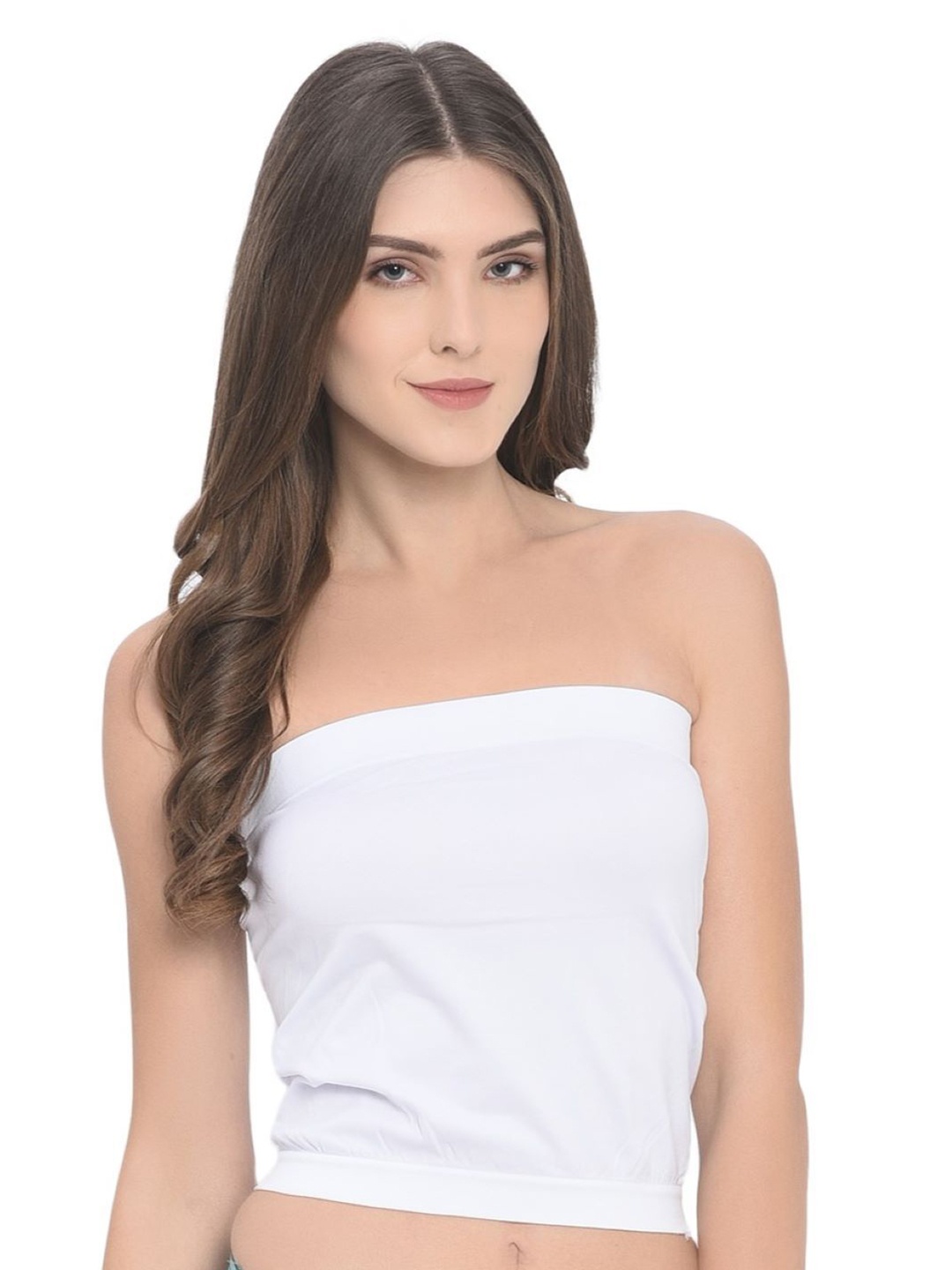 

Poftik Non Padded Full Coverage Bandeau Tube Bra - Side Shaper, White