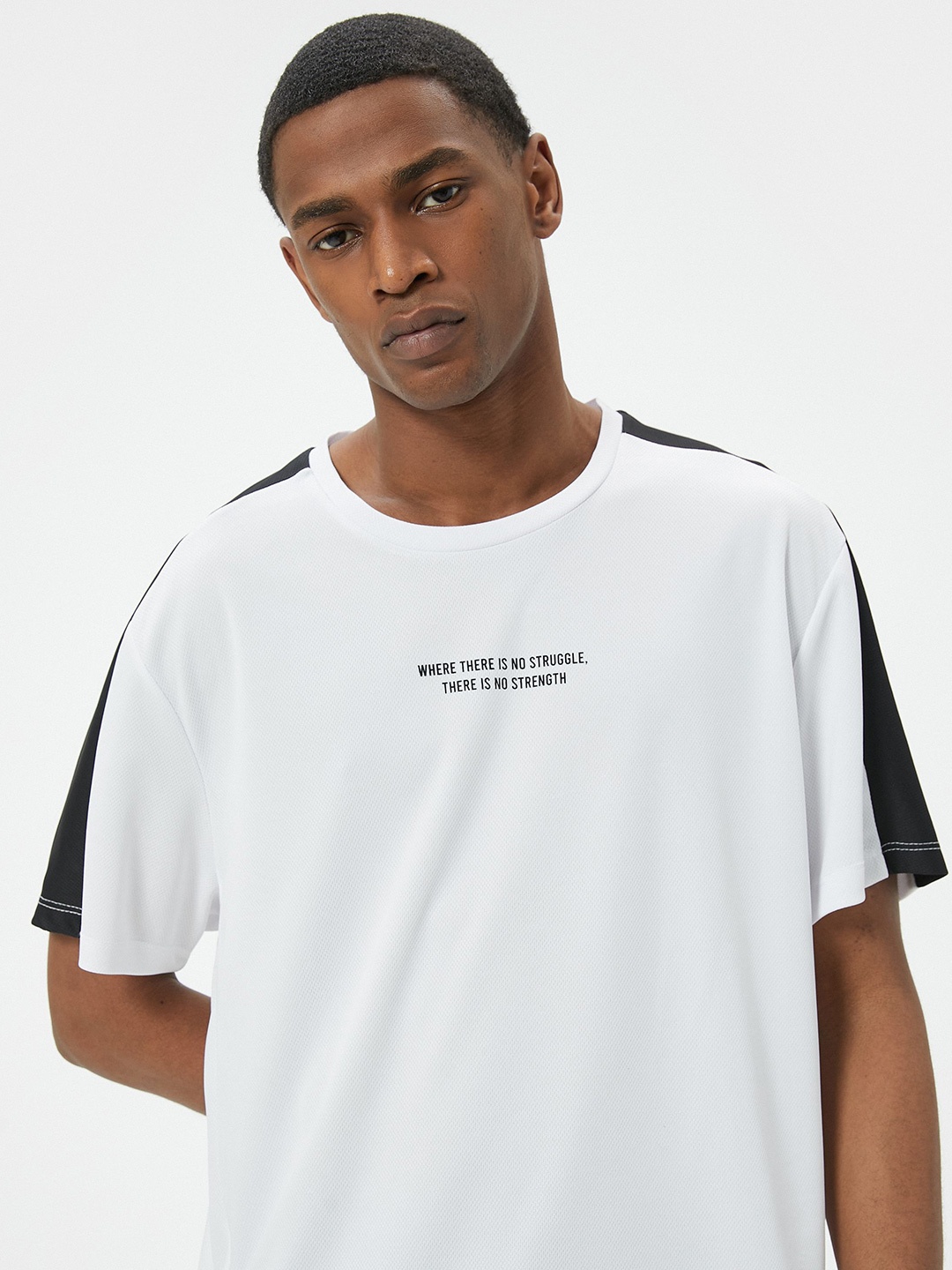 

Koton Men Round Neck Solid Drop Shoulder Sleeves Longline T-shirt, White