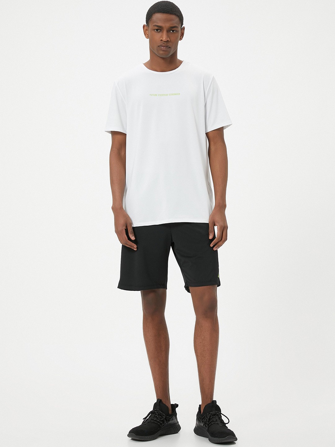 

Koton Men Round Neck Solid Drop Shoulder Sleeves Longline T-shirt, White