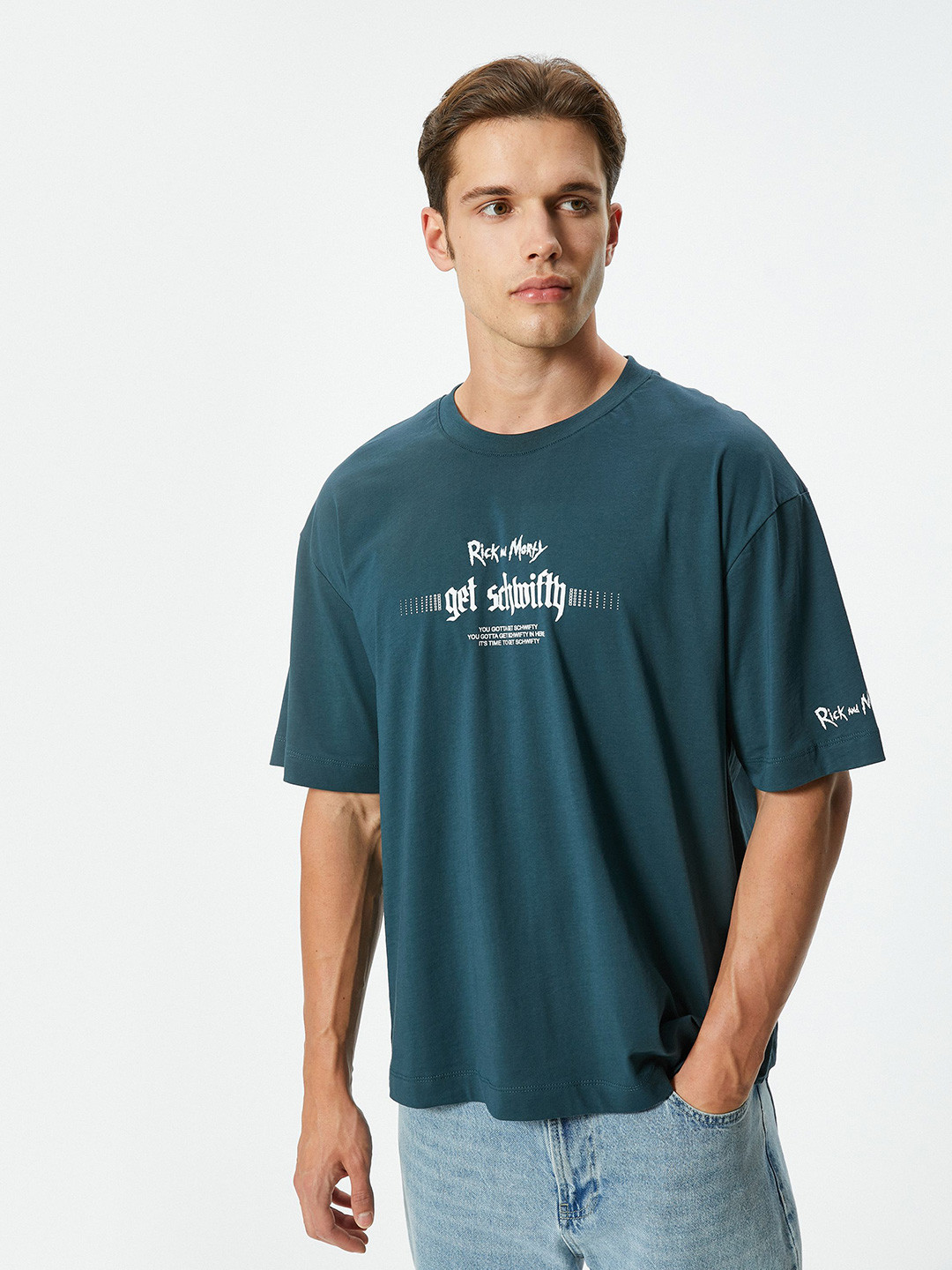 

Koton Men Typography Printed Round Neck Pure Cotton T-shirt, Blue