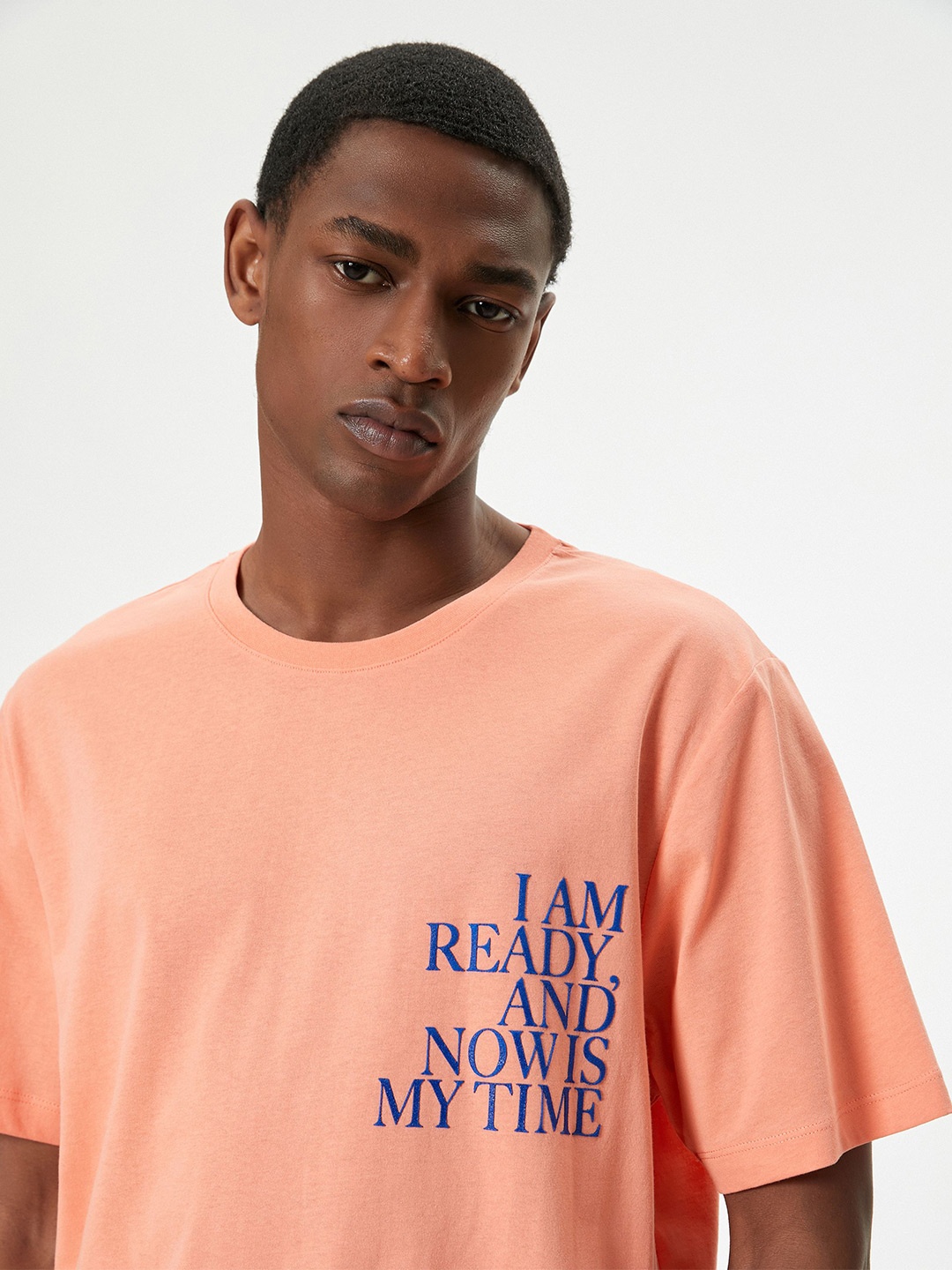 

Koton Men Typography Printed Round Neck T-shirt, Orange