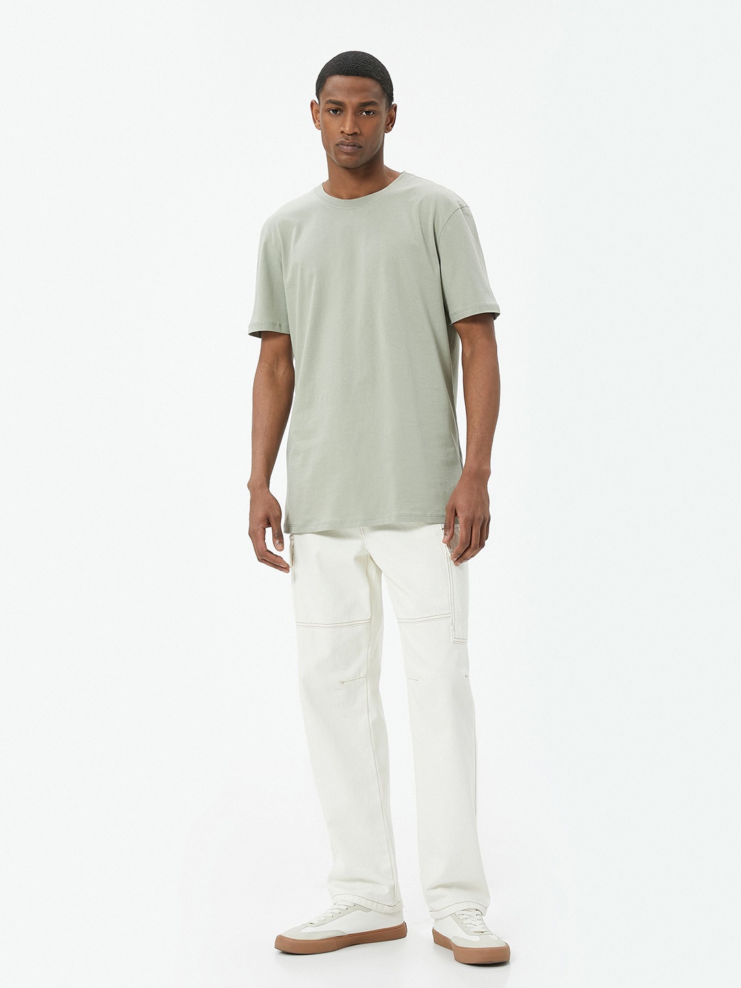 

Koton Men Solid Round Neck Pure Cotton T-shirt, Grey