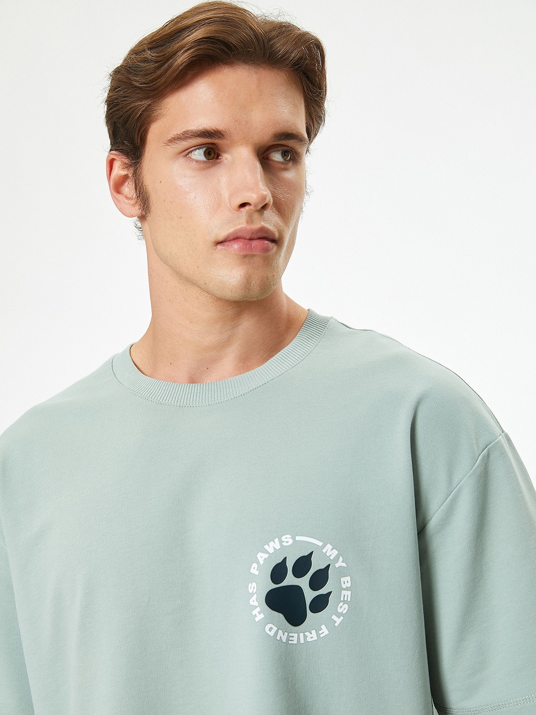 

Koton Men Typography Printed Round Neck T-shirt, Grey