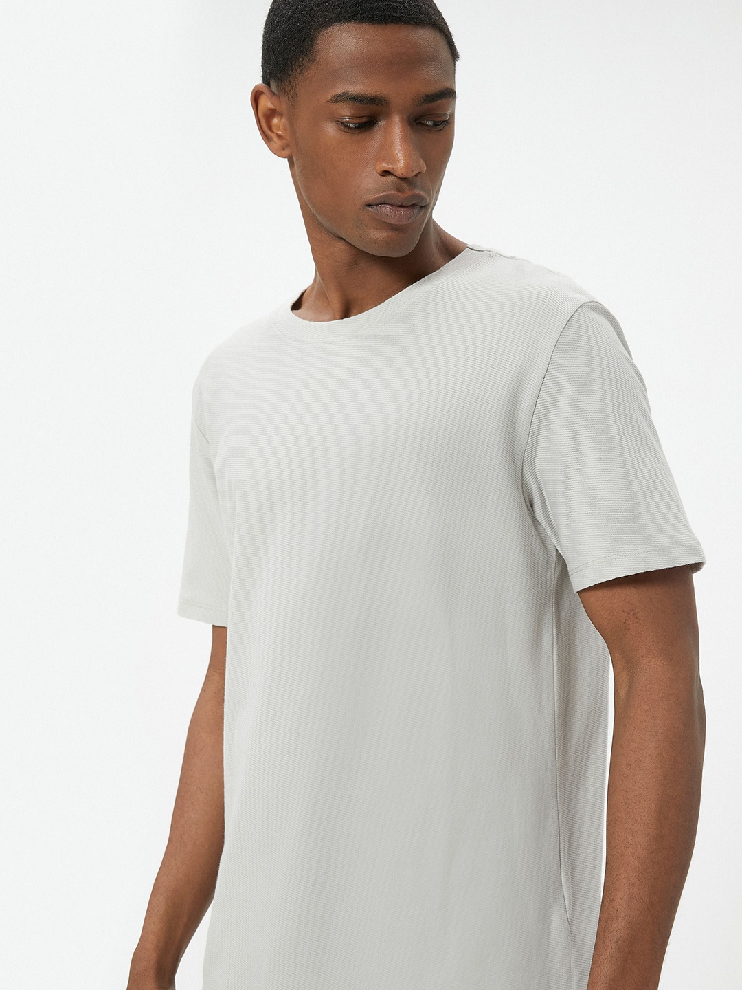 

Koton Men Solid Round Neck Pure Cotton T-shirt, White