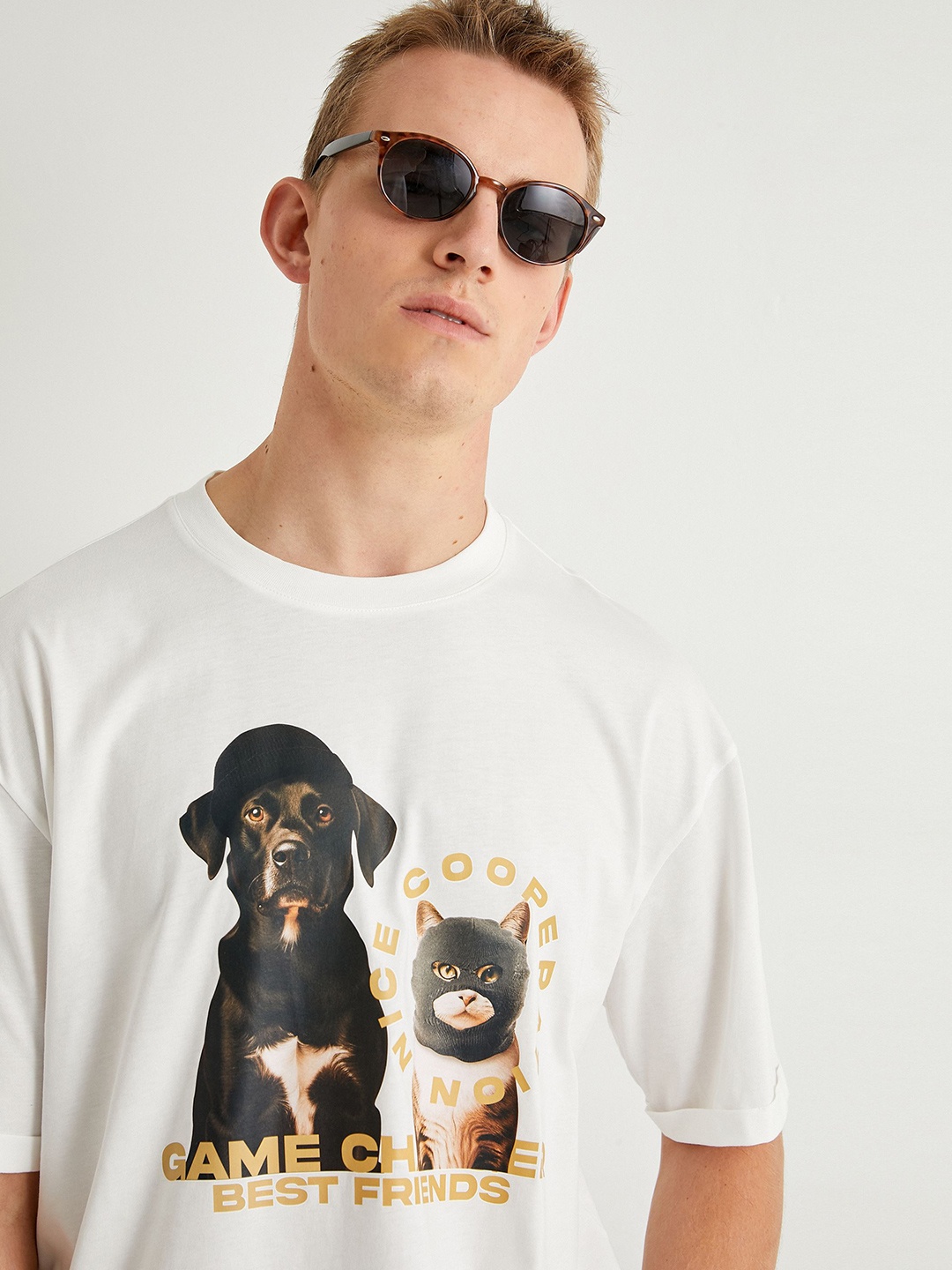 

Koton Men Graphic Printed Round Neck T-shirt, White