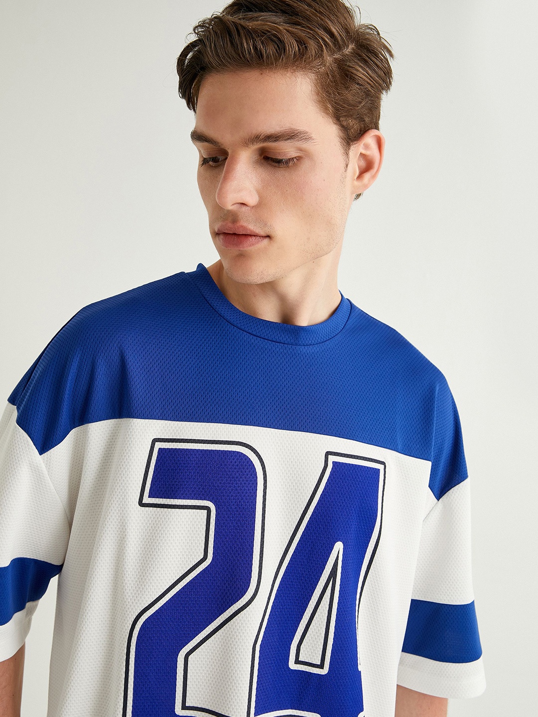

Koton Men Varsity Printed Colourblocked Oversized T-shirt, White
