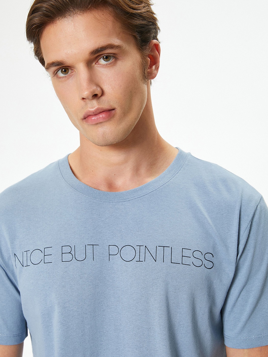 

Koton Men Typography Printed Round Neck T-shirt, Blue