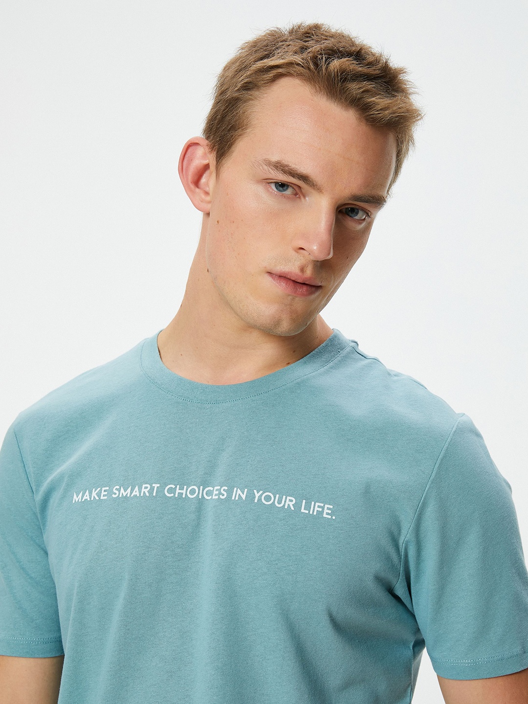 

Koton Men Typography Printed Round Neck T-shirt, Blue