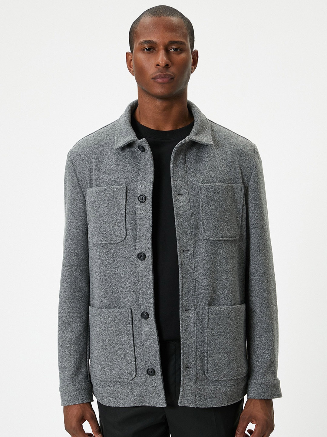 

Koton Men Washed Checked Tailored Jacket, Grey