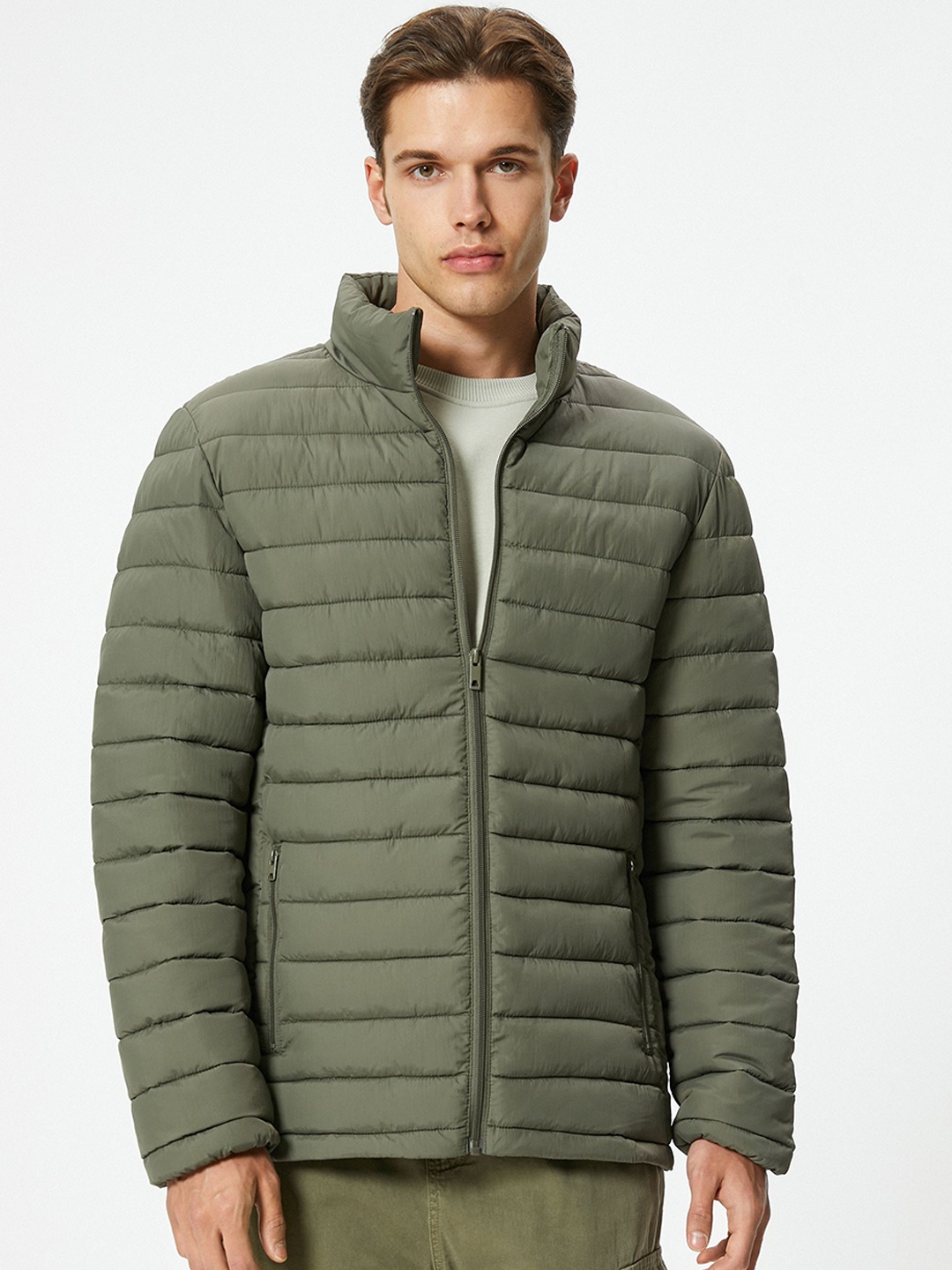 

Koton Men Crop Puffer Jacket, Green