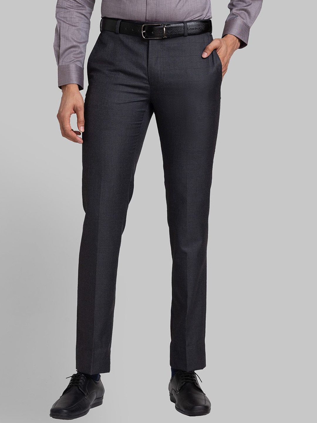 

Raymond Checked Slim-Fit Formal Trousers, Grey