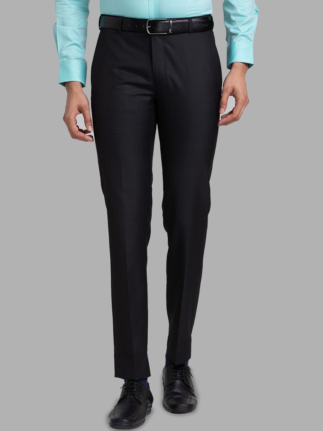 

Raymond Checked Slim-Fit Formal Trousers, Black