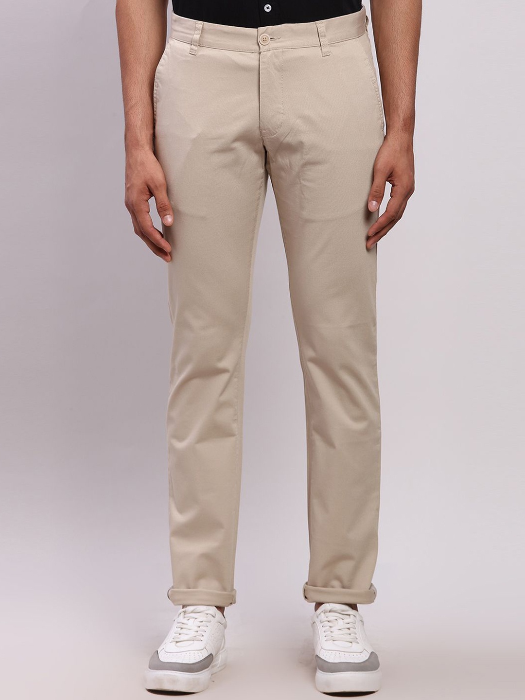 

Parx Men Tapered Fit Low-Rise Trousers, Brown