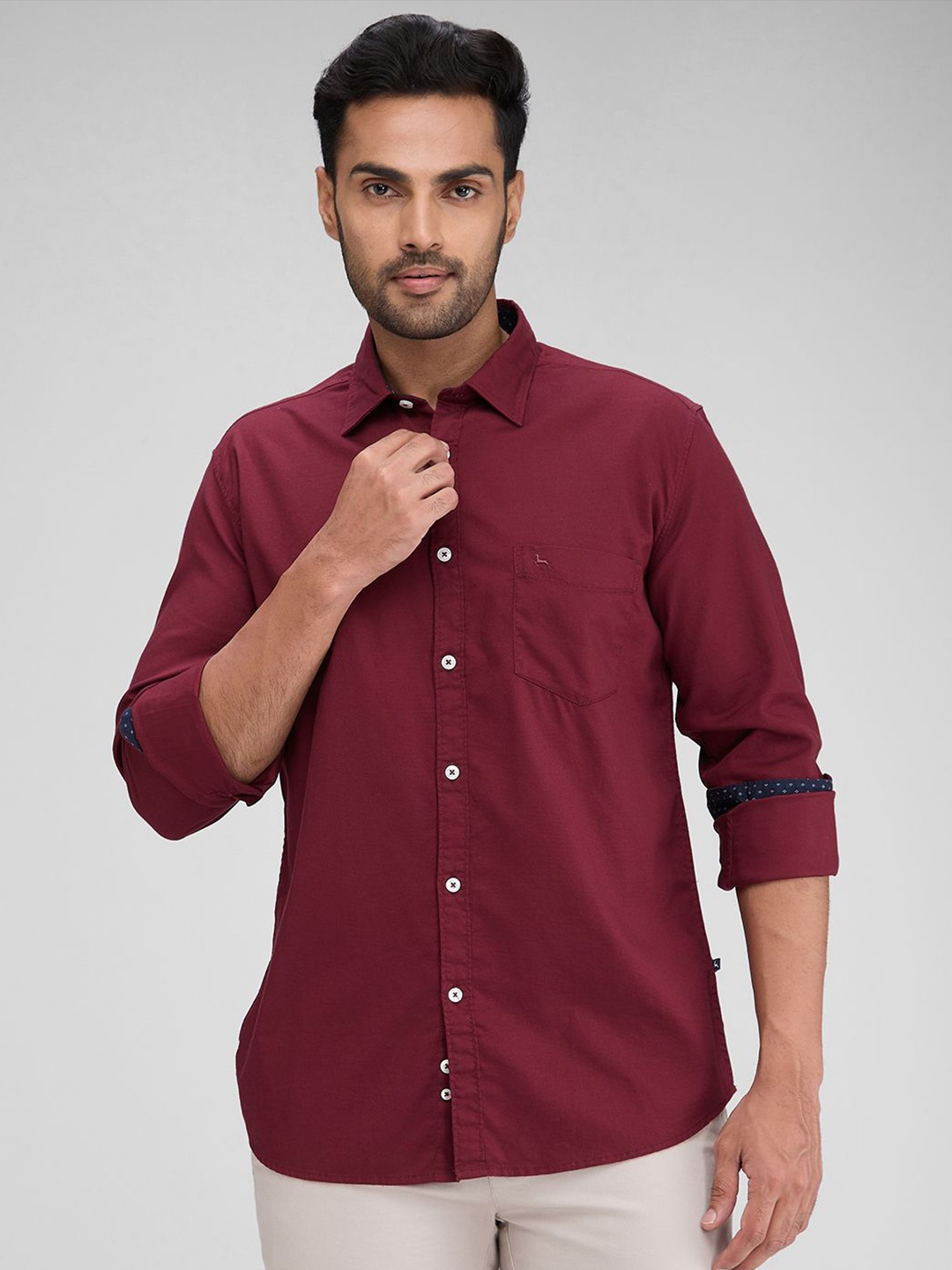 

Parx Men Slim Fit Opaque Casual Shirt, Maroon