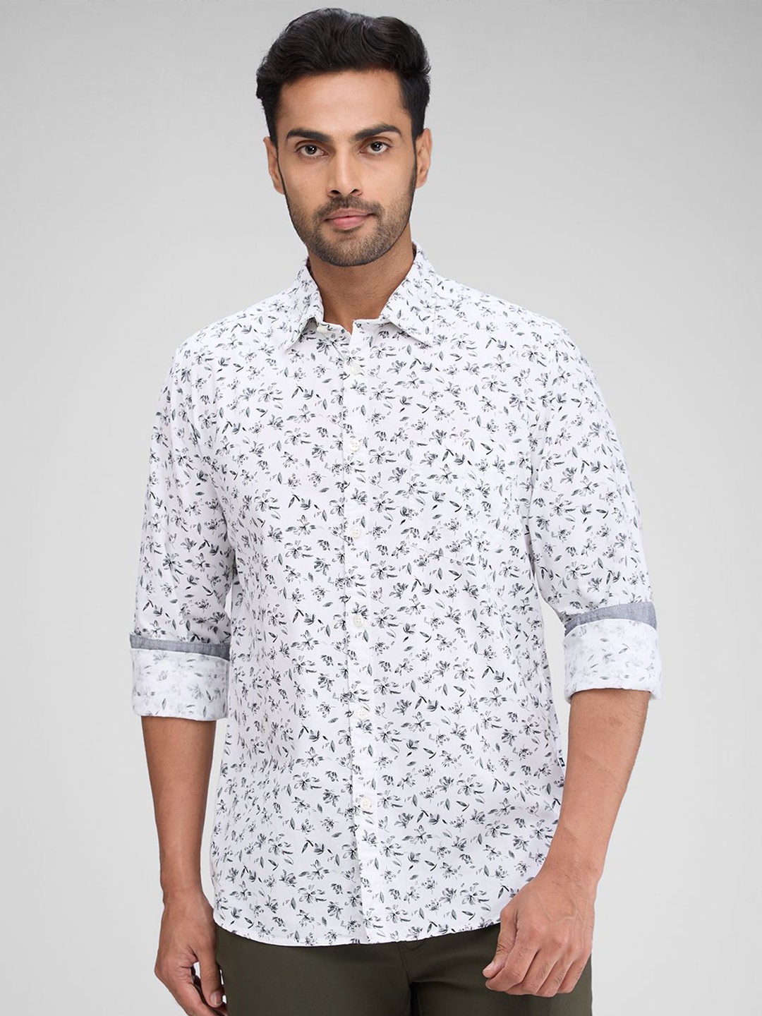 

Parx Men Slim Fit Floral Opaque Printed Casual Shirt, White