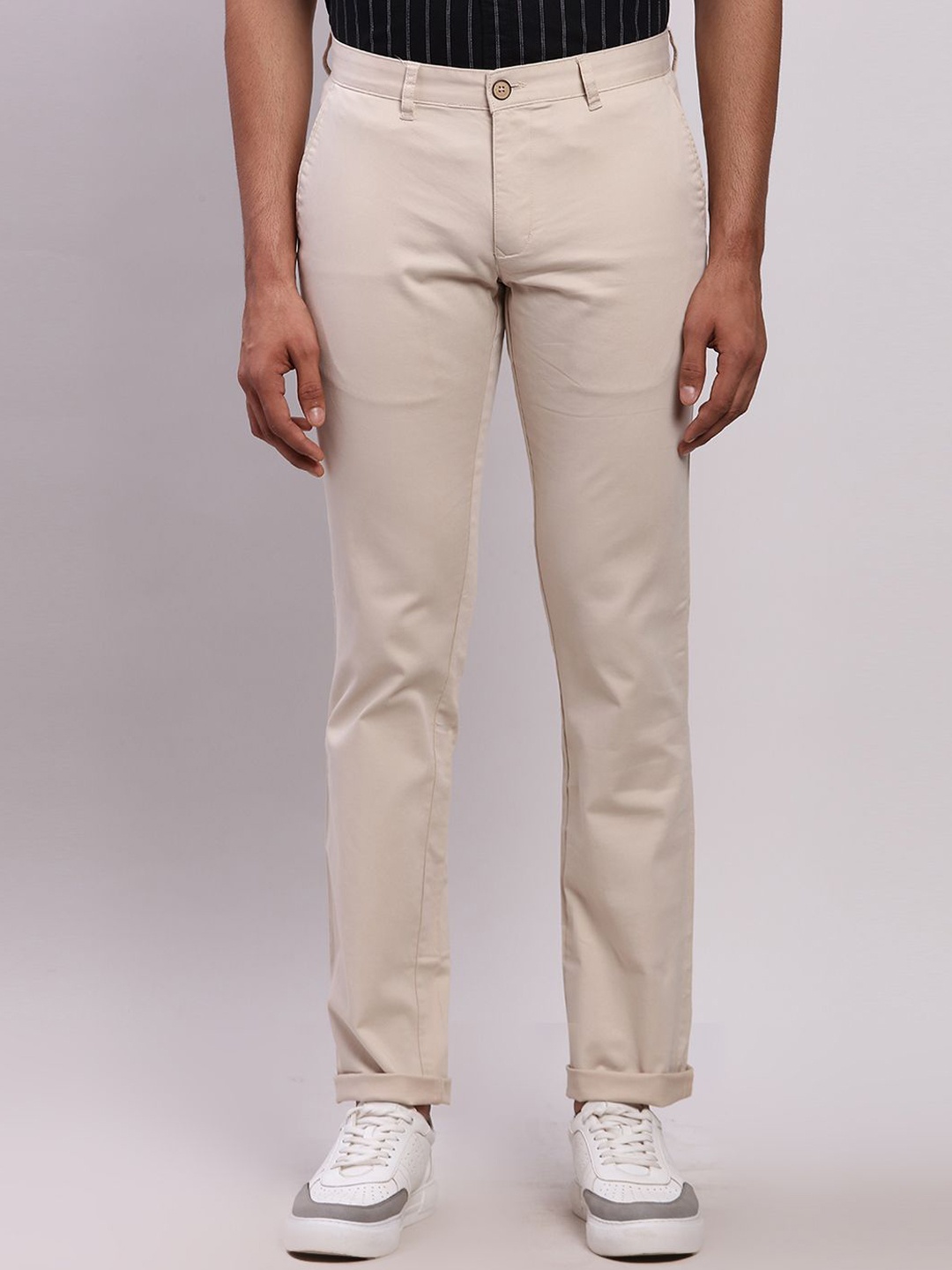 

Parx Men Tapered Fit Trousers, Beige