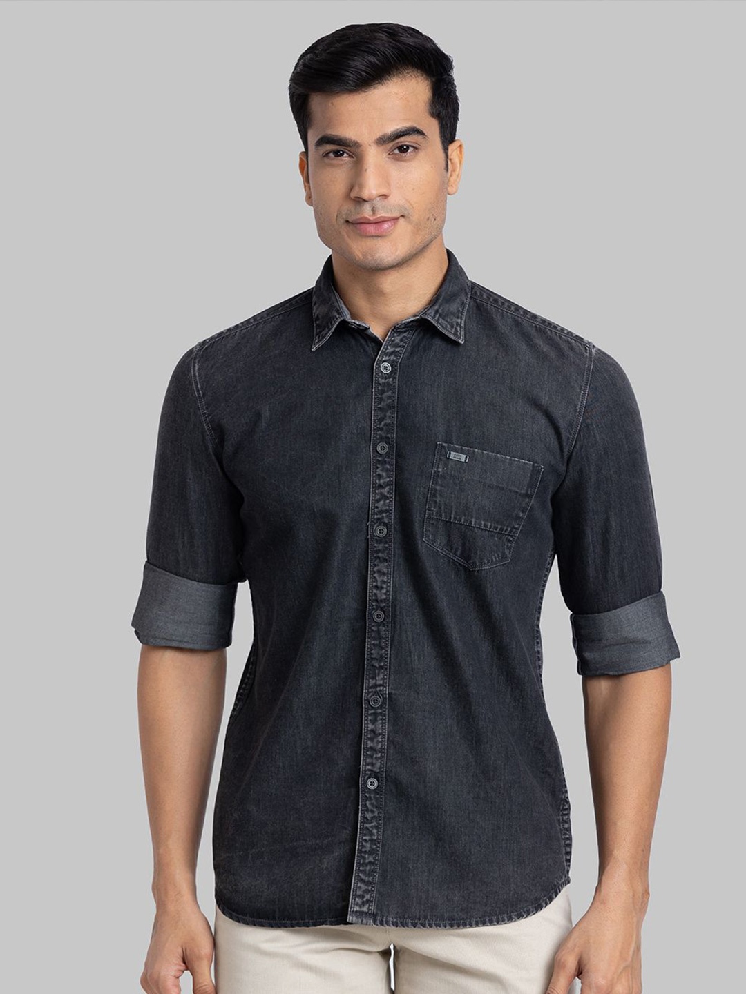 

Parx Men Slim Fit Opaque Casual Shirt, Black