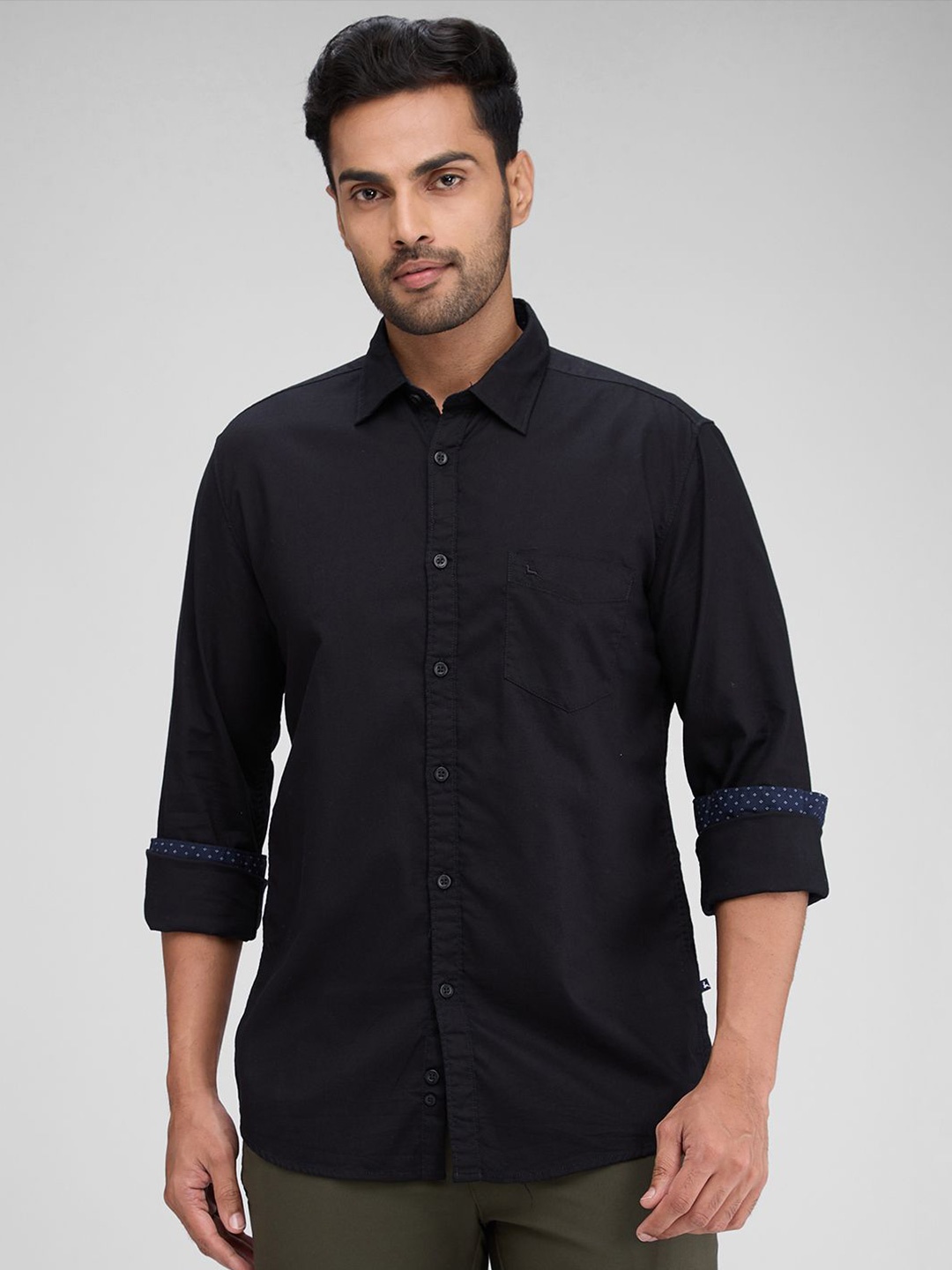 

Parx Men Slim Fit Opaque Striped Casual Shirt, Black