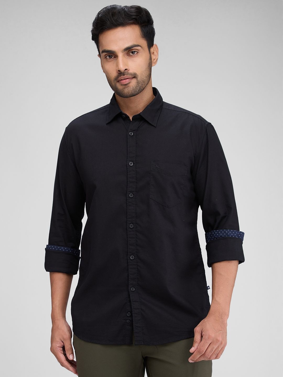 

Parx Men Slim Fit Opaque Casual Shirt, Black