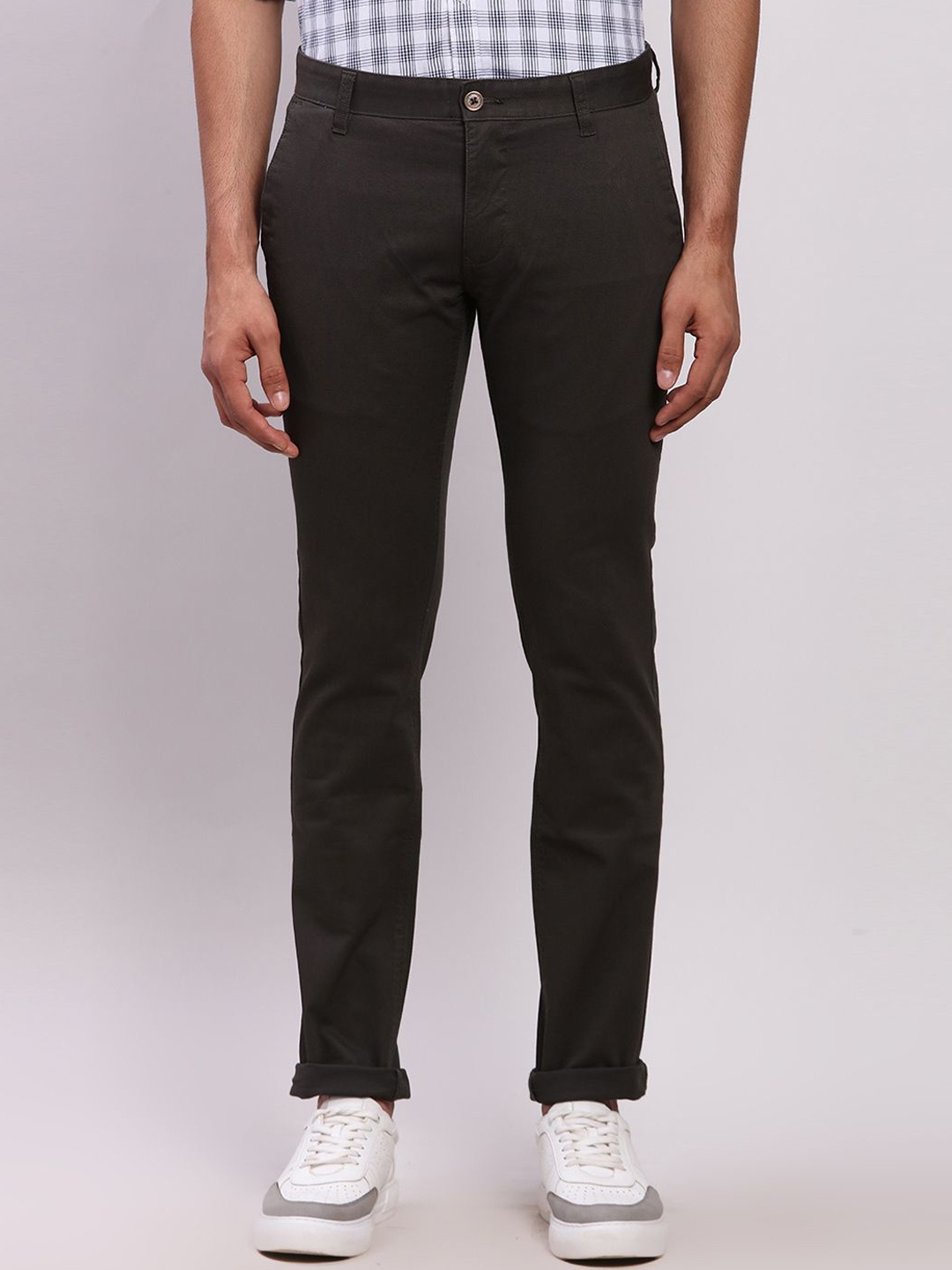 

Parx Men Slim Fit Trousers, Green