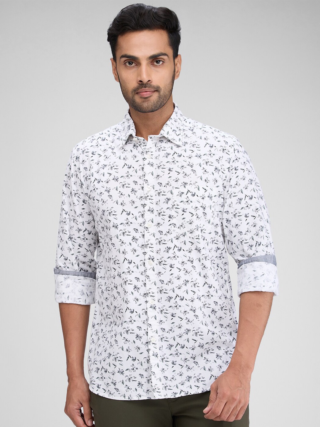 

Parx Men Slim Fit Floral Opaque Printed Casual Shirt, White