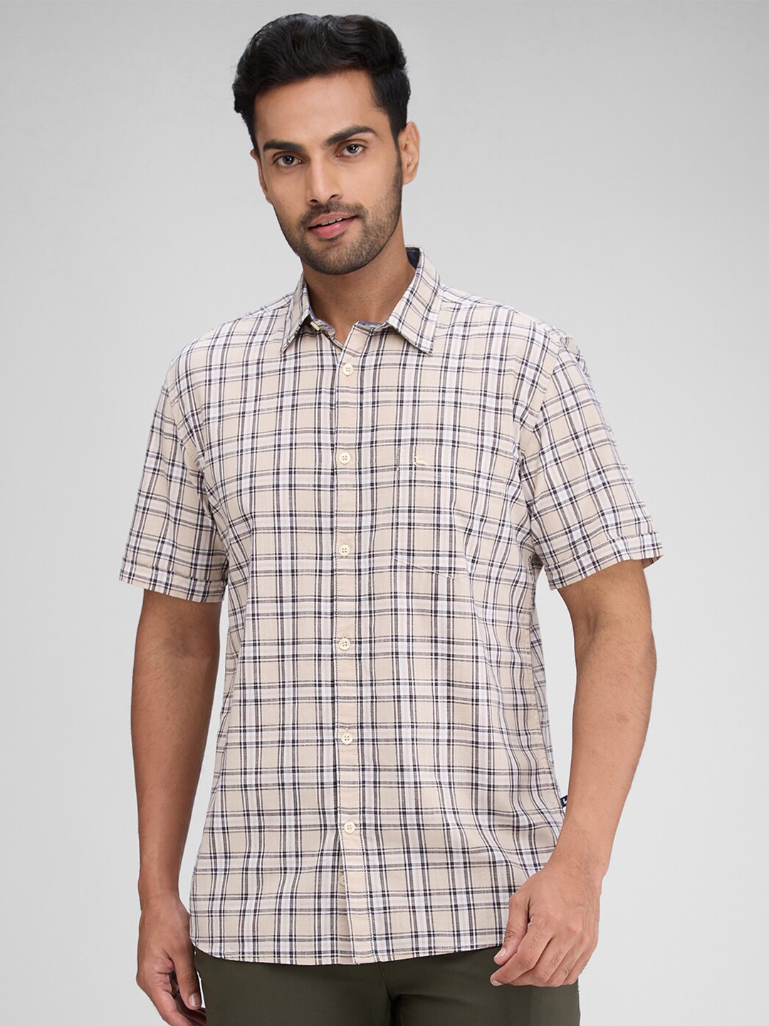 

Parx Men Slim Fit Tartan Checks Opaque Checked Casual Shirt, Brown