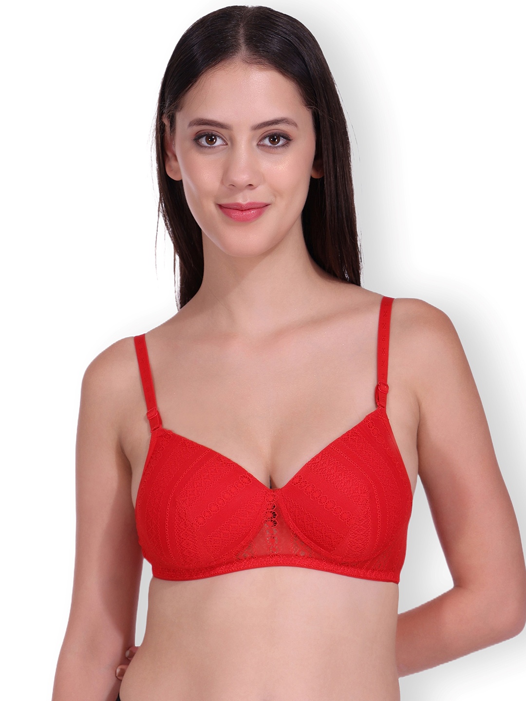 

SELFCARE Graphic Bra Full Coverage Lightly Padded, Red