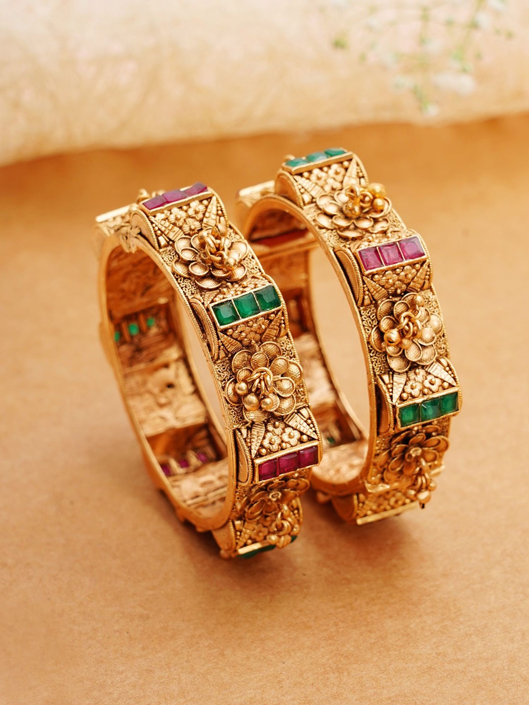 

Designbox Set of 2 Stone Studded Bangles, Gold