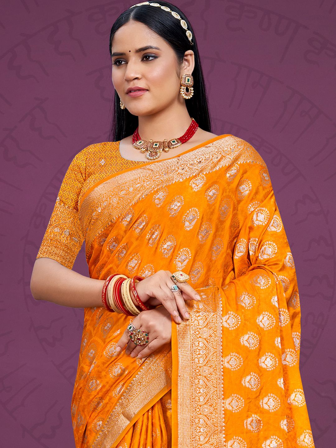 

Exclusiva Woven Design Zari Saree, Orange