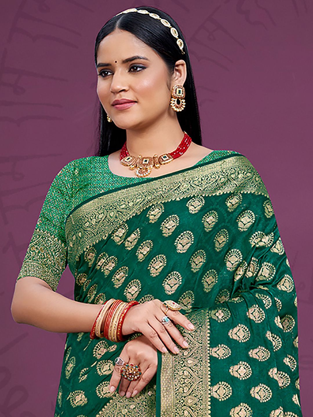 

Exclusiva Woven Design Zari Saree, Green