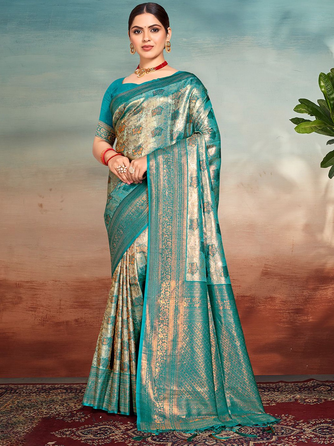 

Exclusiva Ethnic Motifs Zari Saree, Blue