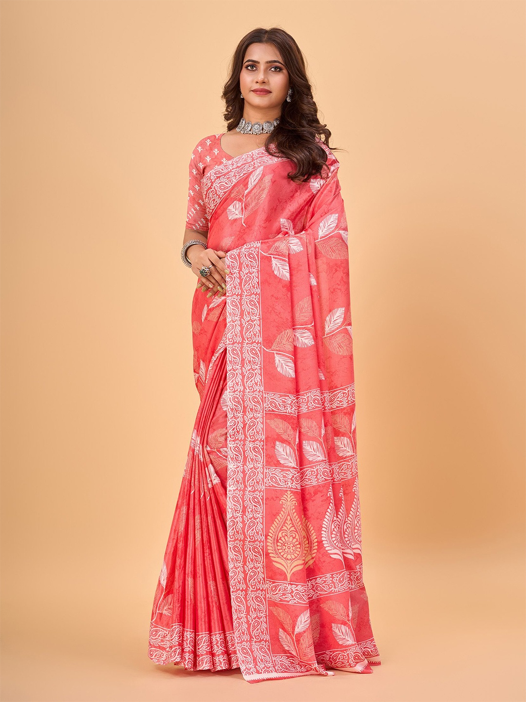 

NIRMAL CREATION Ethnic Motifs Saree, Red