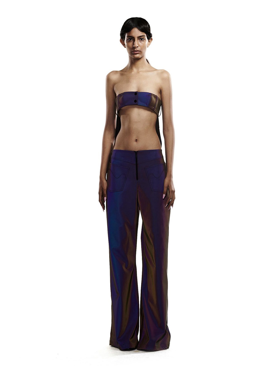 

BLONI Colourblocked Off-Shoulder Basic Jumpsuit, Blue