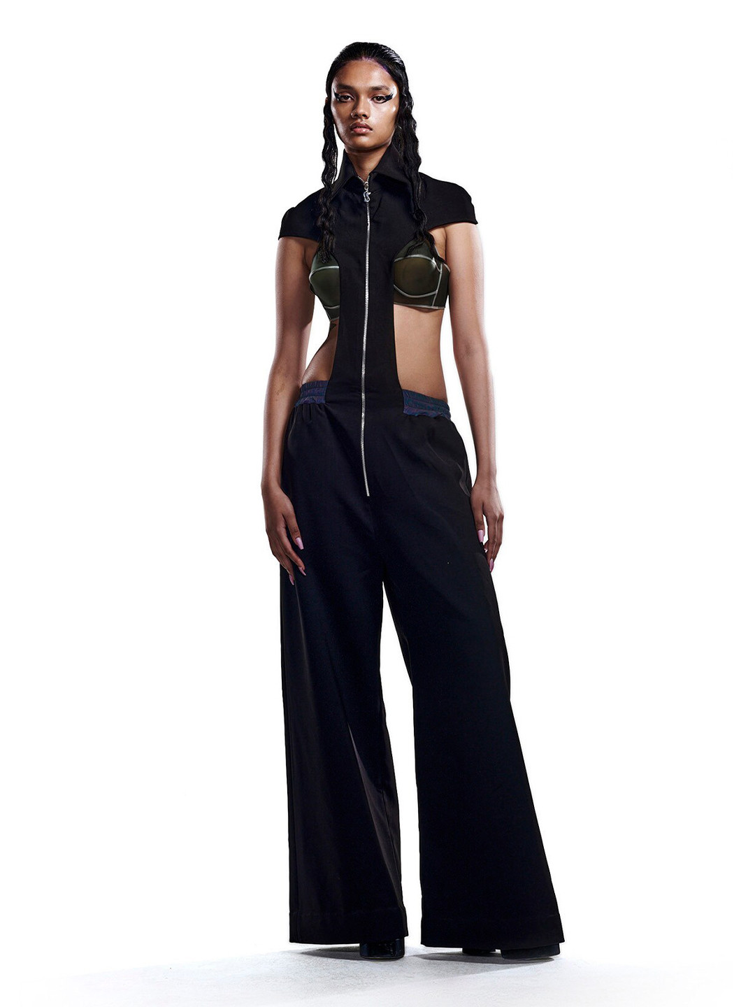 

BLONI Round Neck Sleeveless Culotte Jumpsuit, Black