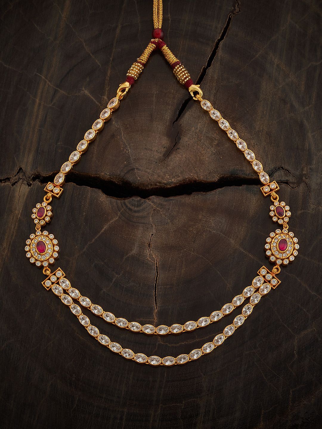 

Kushal's Fashion Jewellery Silver Gold-Plated Temple Necklace